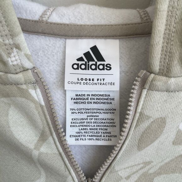 Adidas Girls Beige Camo Zip Up Hoodie Sweatshirt 3 Striped Size XL (16) - Picture 4 of 8